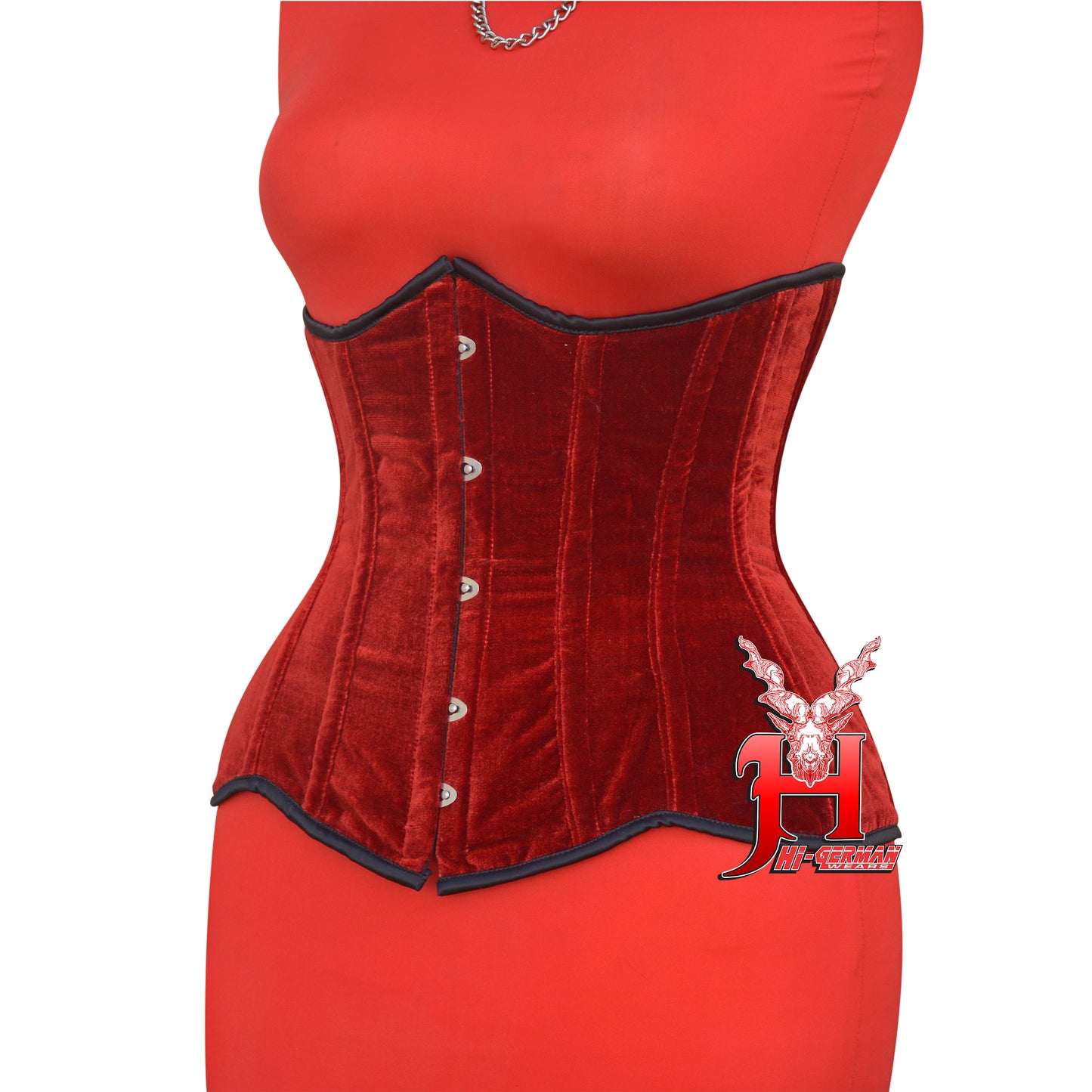 Women’s Red Velvet Underbust Corset – Steel Boned Waist Trainer