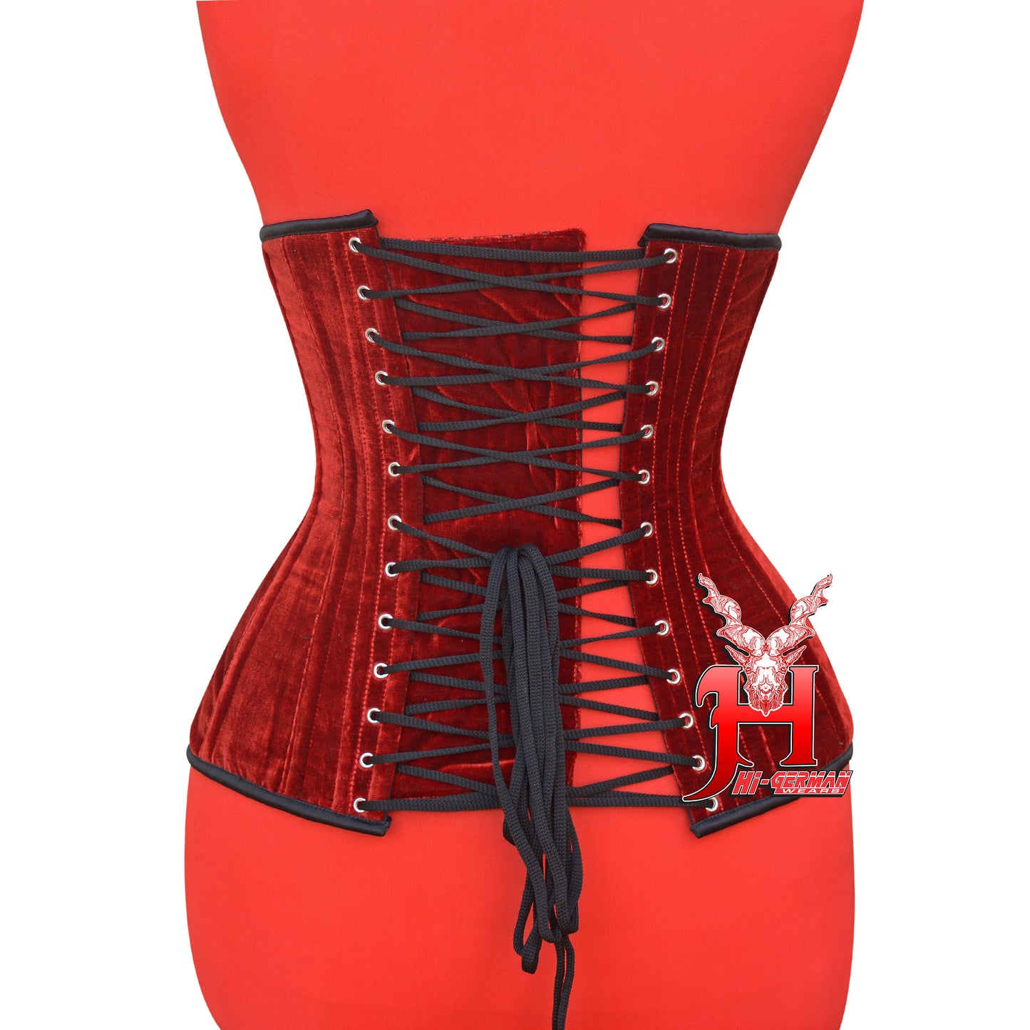 Women’s Red Velvet Underbust Corset – Steel Boned Waist Trainer