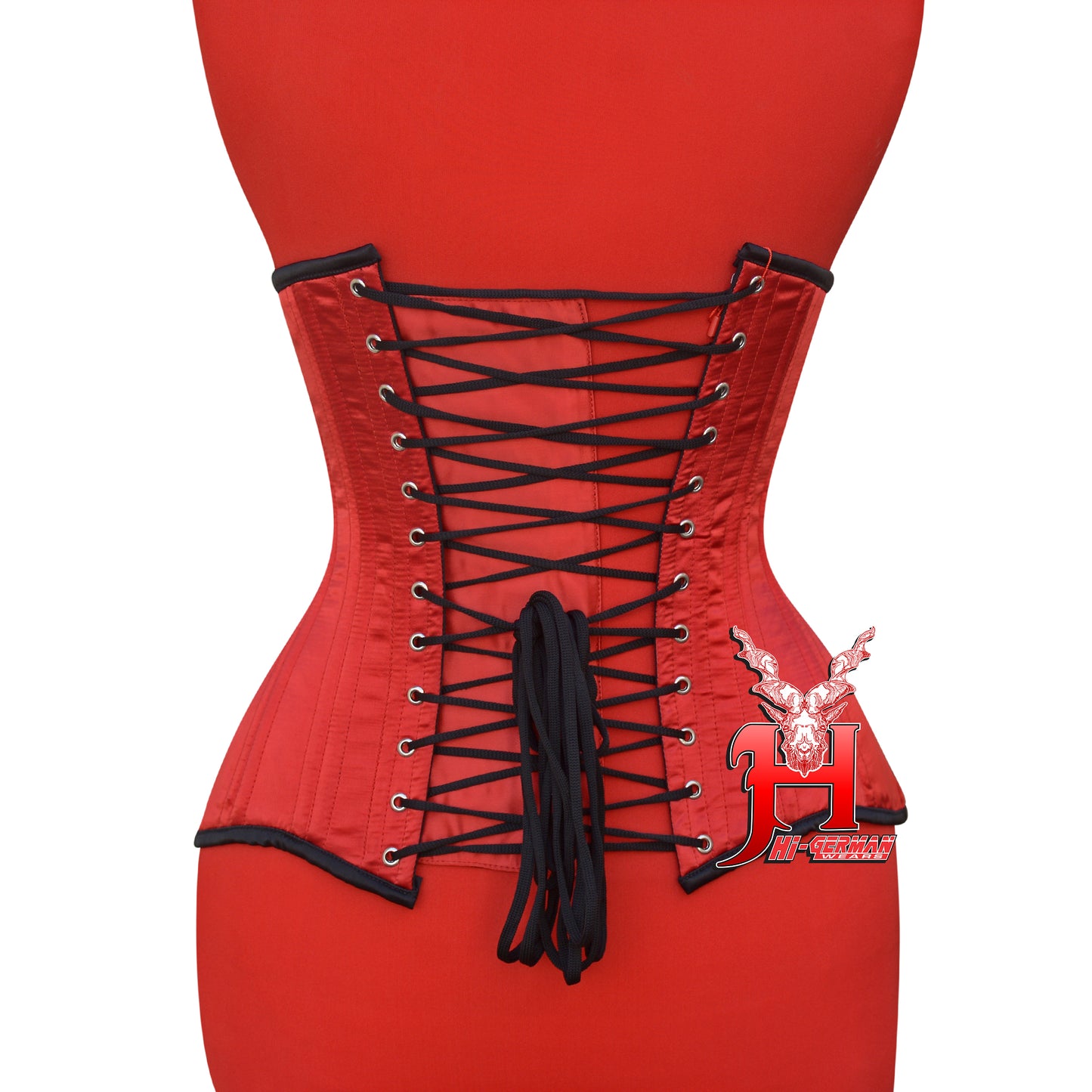 Women’s Underbust Red Satin Corset – Doppelstahl Unterbrust Korsett Waist Trainer