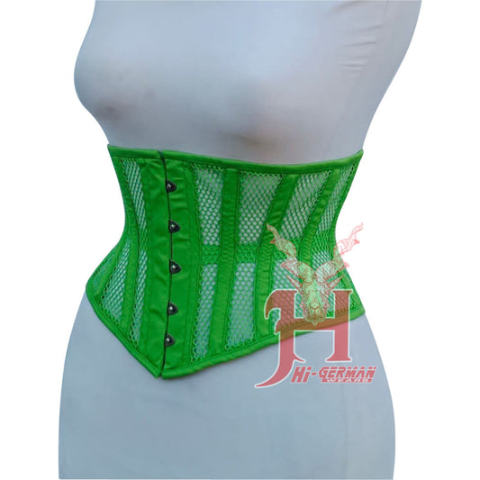 Women Underbust Green Mesh Cotton corsets Steel Boned Truly Waist Trainer Corsets Hi-140