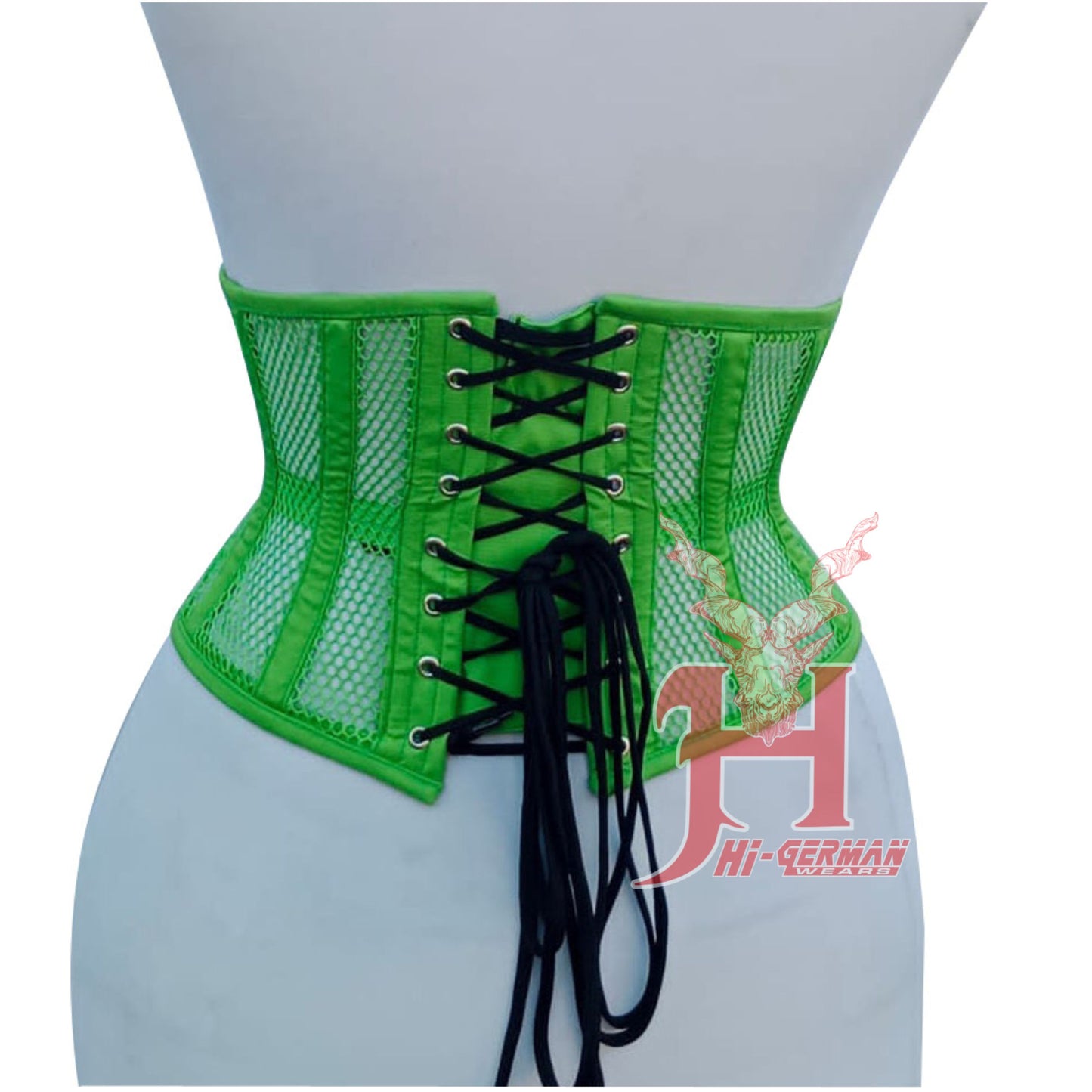 Women Underbust Green Mesh Cotton corsets Steel Boned Truly Waist Trainer Corsets Hi-140