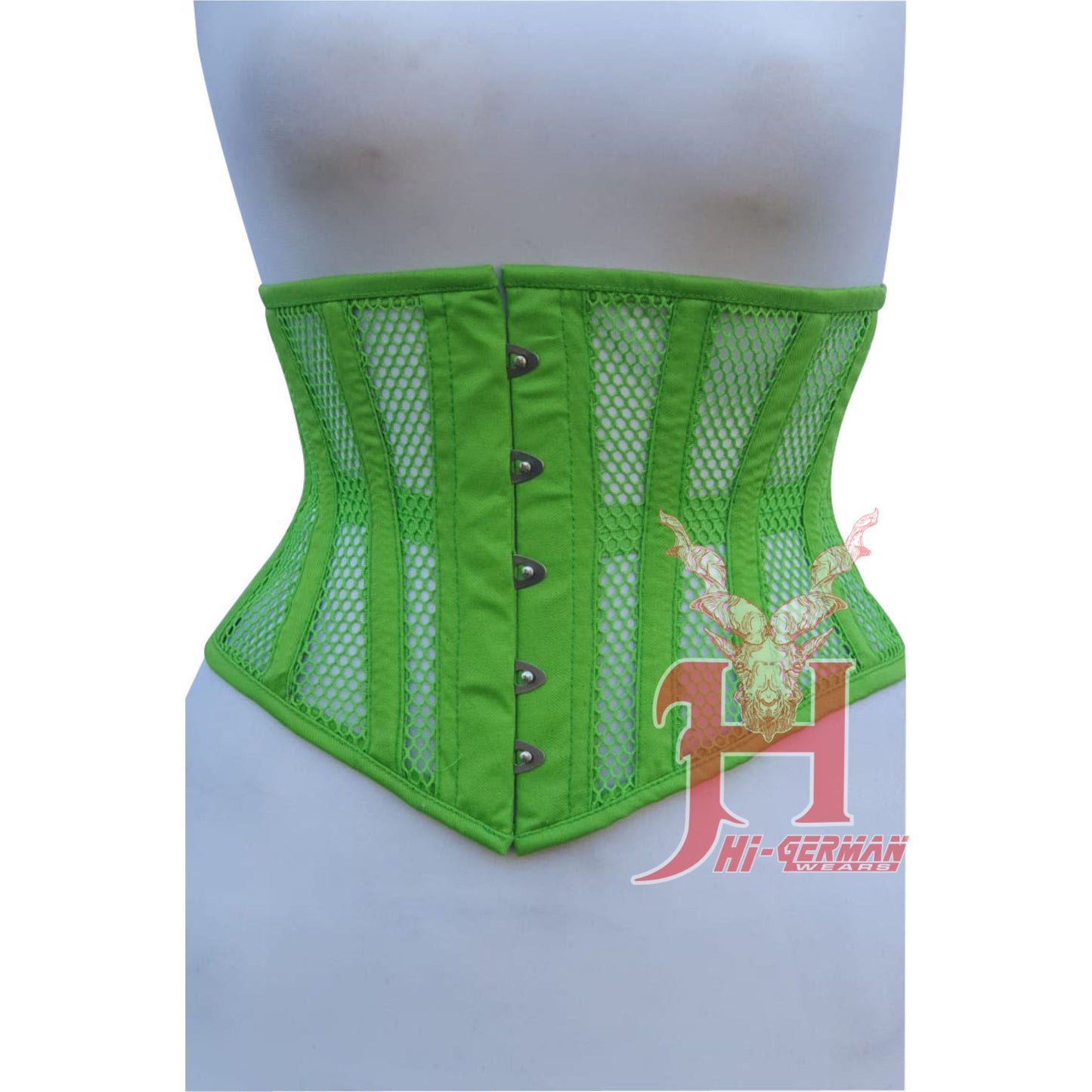 Women Underbust Green Mesh Cotton corsets Steel Boned Truly Waist Trainer Corsets Hi-140