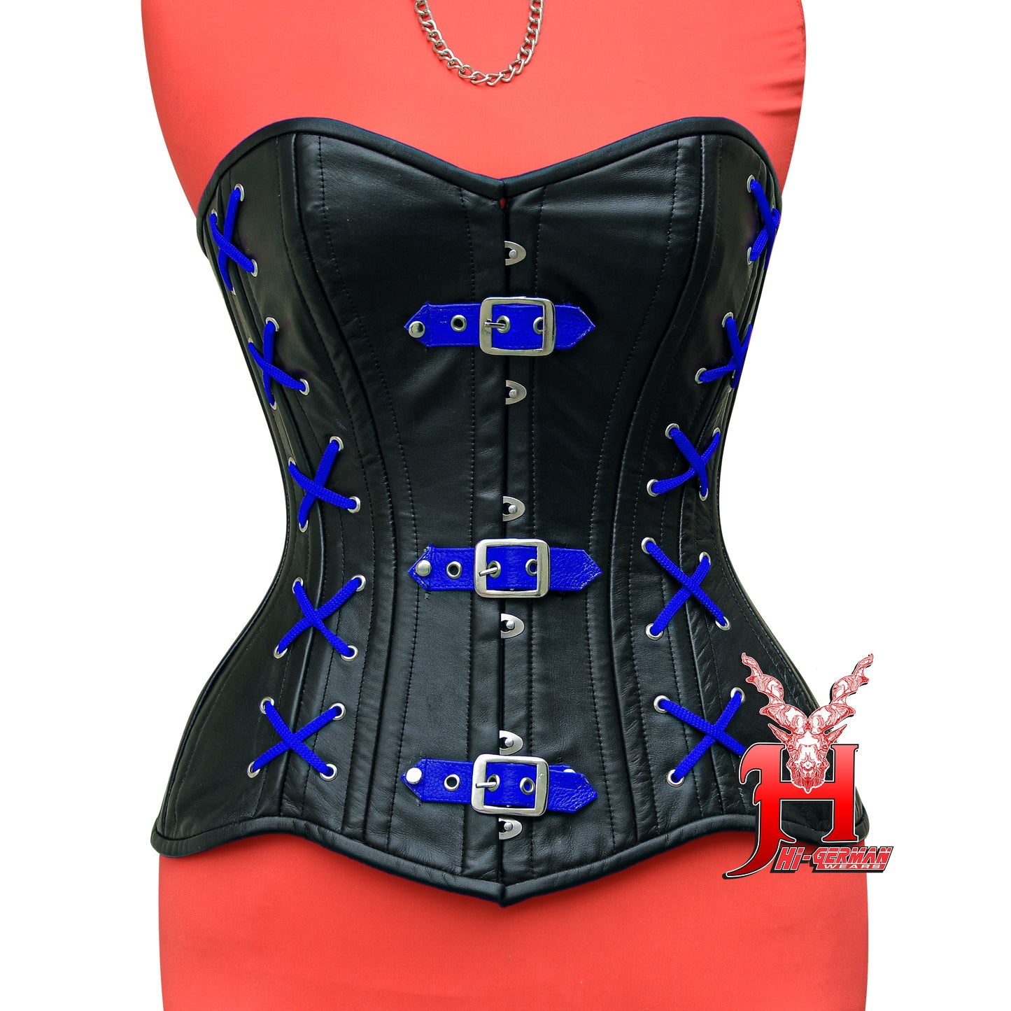 Full Bust Leather Corset Damen – Schwarze Vollbrust Corsage Gothic Overbust Leder Korsett