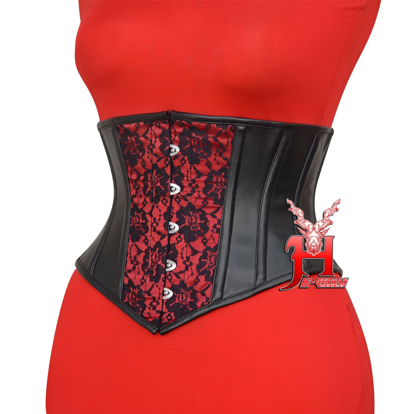 unterbrustkorsett damen Waist Trainer corsage steel boned Schwarz Kunstleder Top