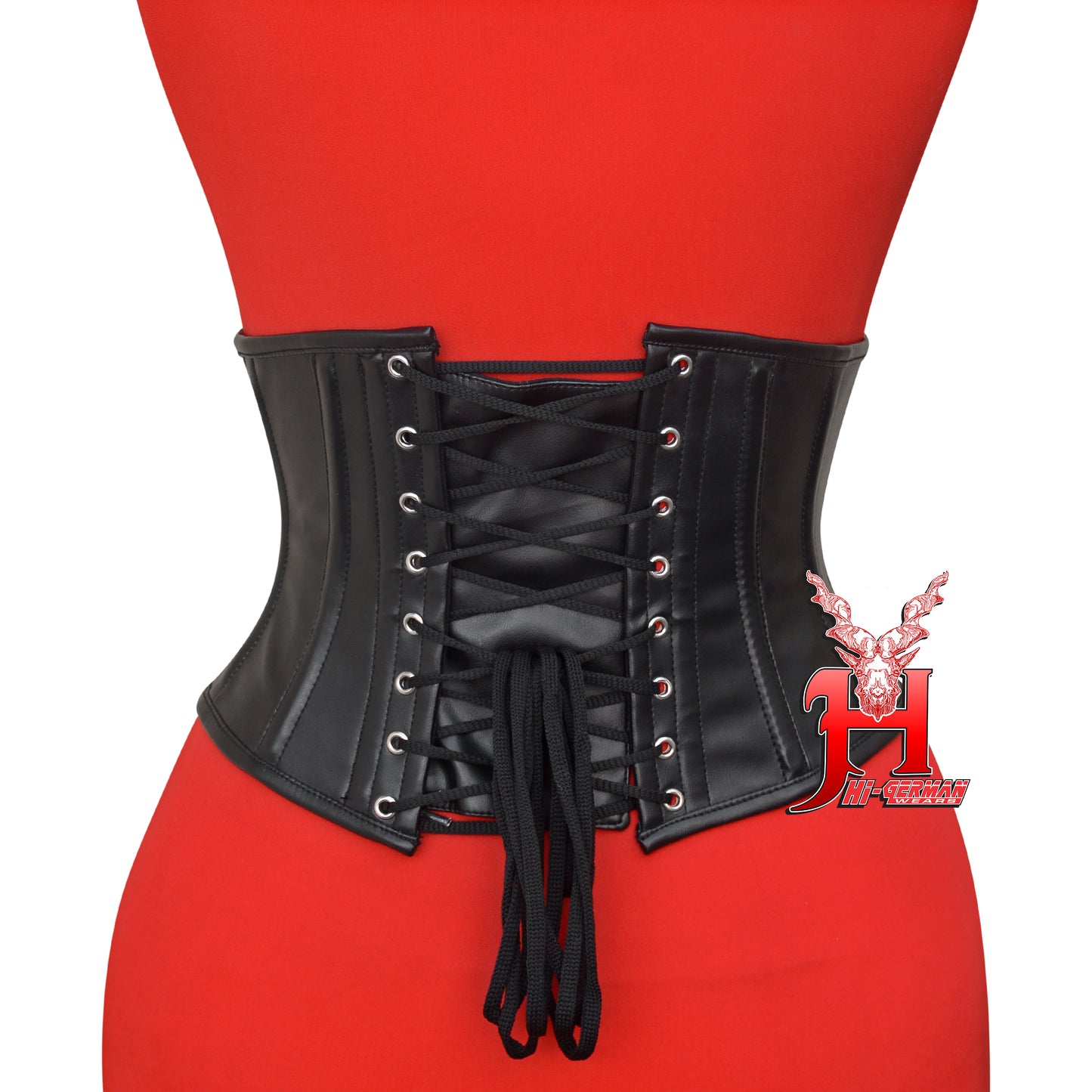 unterbrustkorsett damen Waist Trainer corsage steel boned Schwarz Kunstleder Top