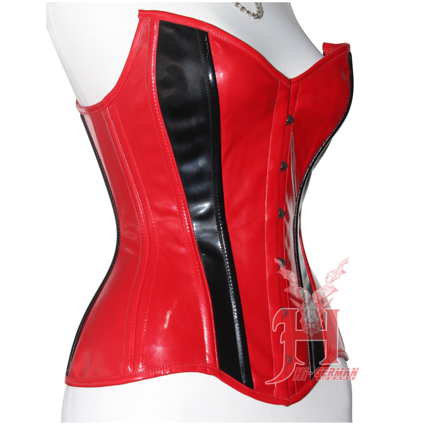 Sweetheart Shape women PVC Overbust Double Steel Boned Full Bust Waist Trainer Red PVC Corset Hi-03