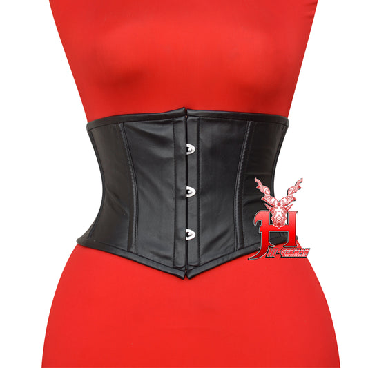 Women's Taillen Corsage Schwarz Leder Korsett Gothic Underbust Black Leather Corset