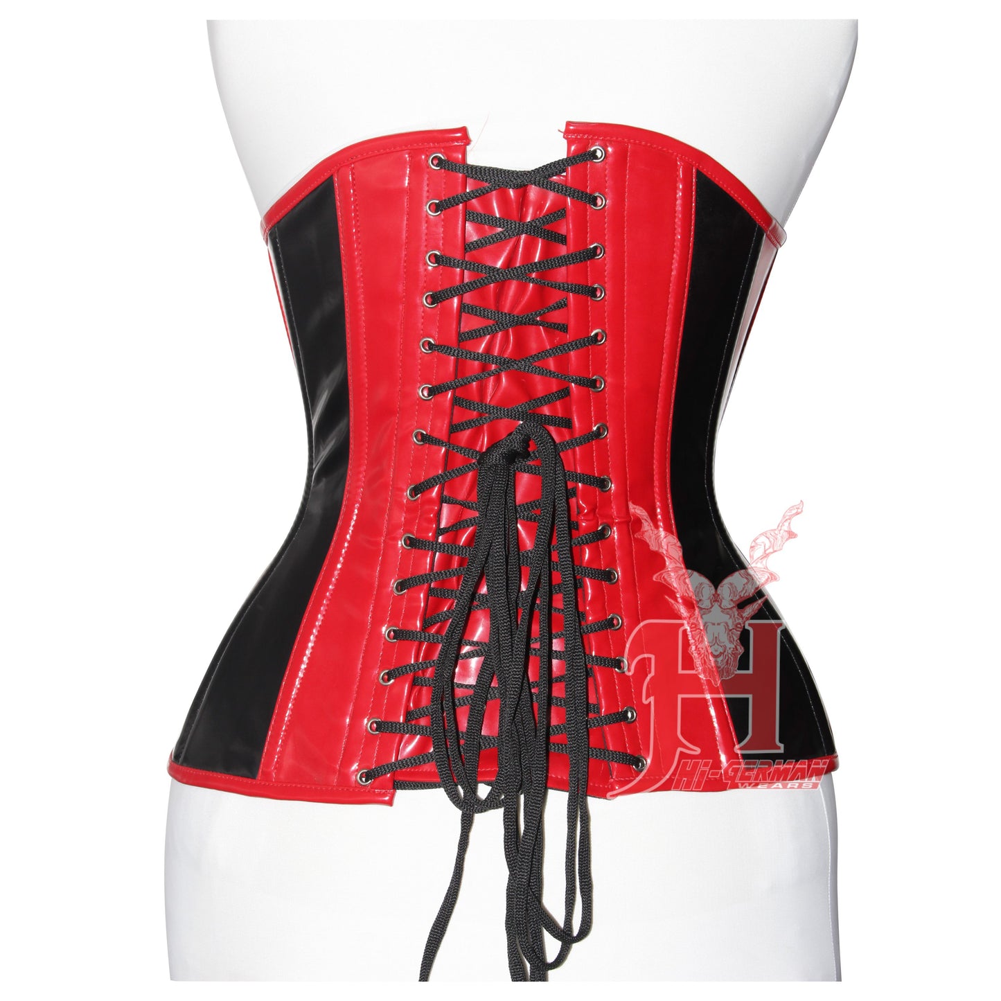 Sweetheart Shape women PVC Overbust Double Steel Boned Full Bust Waist Trainer Red PVC Corset Hi-03