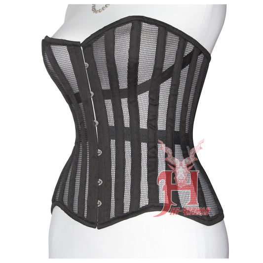 Handmade Women Black Mesh Cotton Overbust Steel Boned Waist Trainer Corsets Hi-109