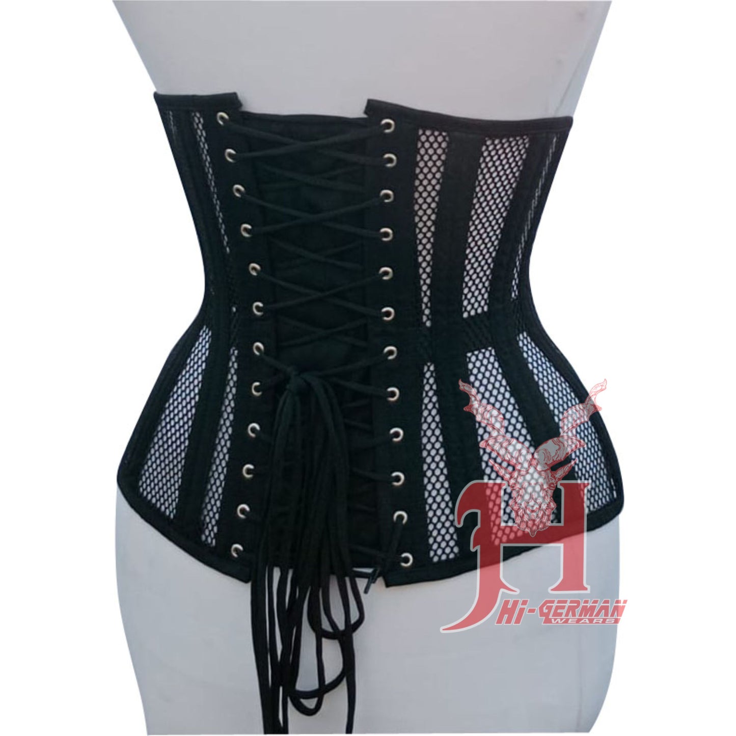 Women Underbust Black Mesh black Cotton corsets Steel Boned Truly Waist Trainer Corset Hi-144