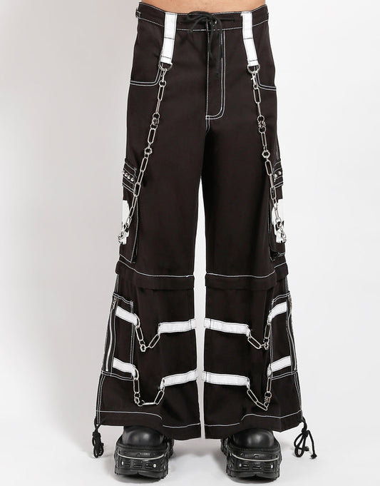 Zip-Off Hose Schwarz Weiß – Totenkopf, Ketten, Taschen, Unisex Verstellbar