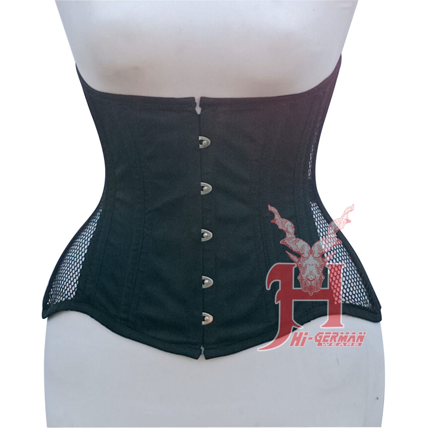 Women Underbust Black Mesh black Cotton corsets Steel Boned Truly Waist Trainer Corset Hi-144