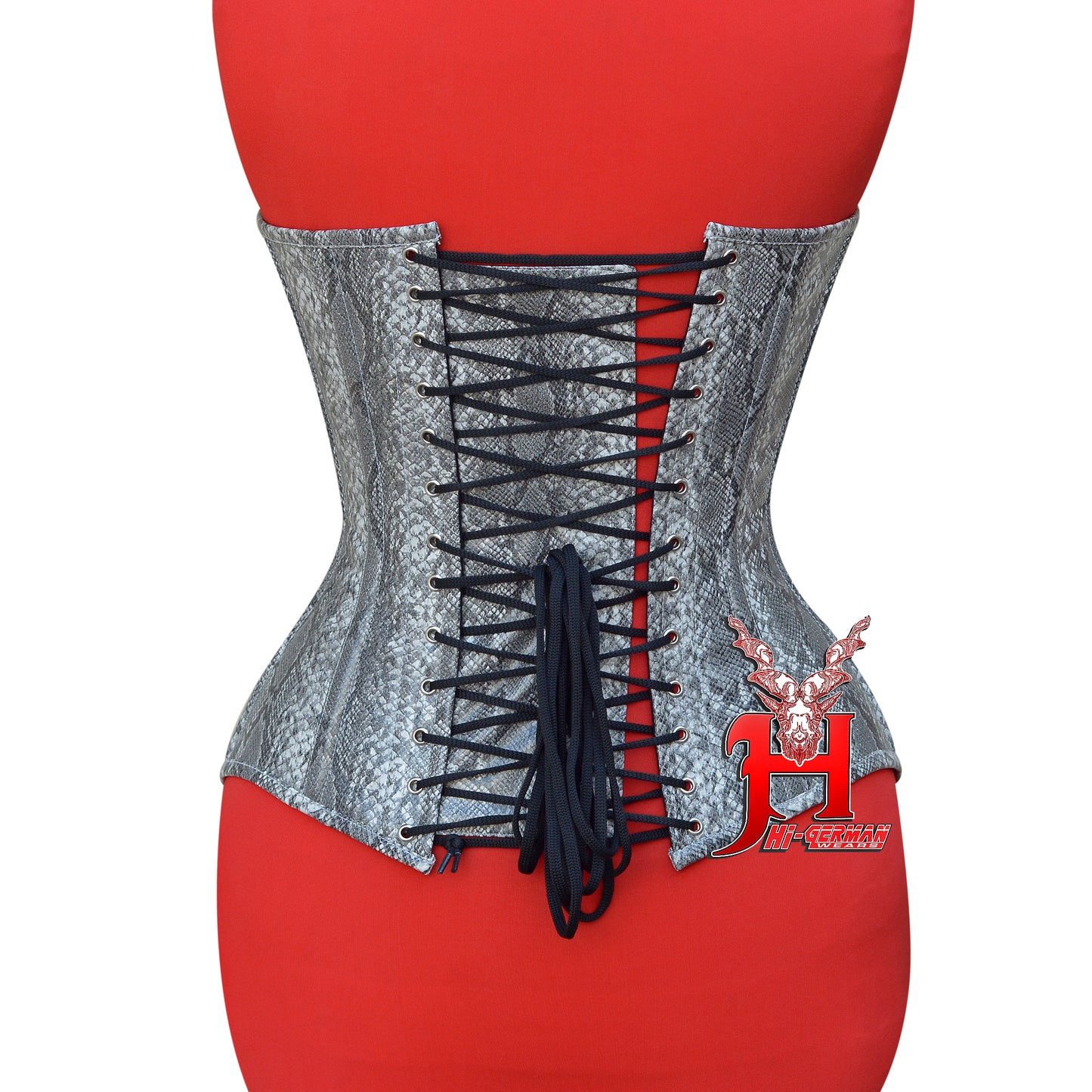 Women's Heavy Duty Steel Boned Overbust Waist Training Snake Print Faux Corset