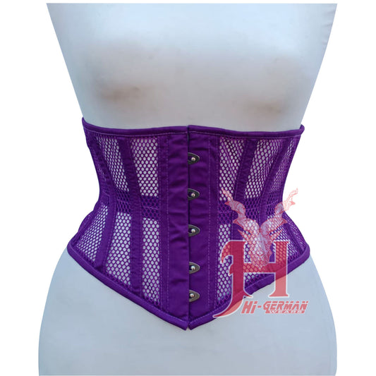 Handmade Women's Underbust Purple Mesh Cotton Steel Boned Truly Waist Trainer Corsets Hi-131