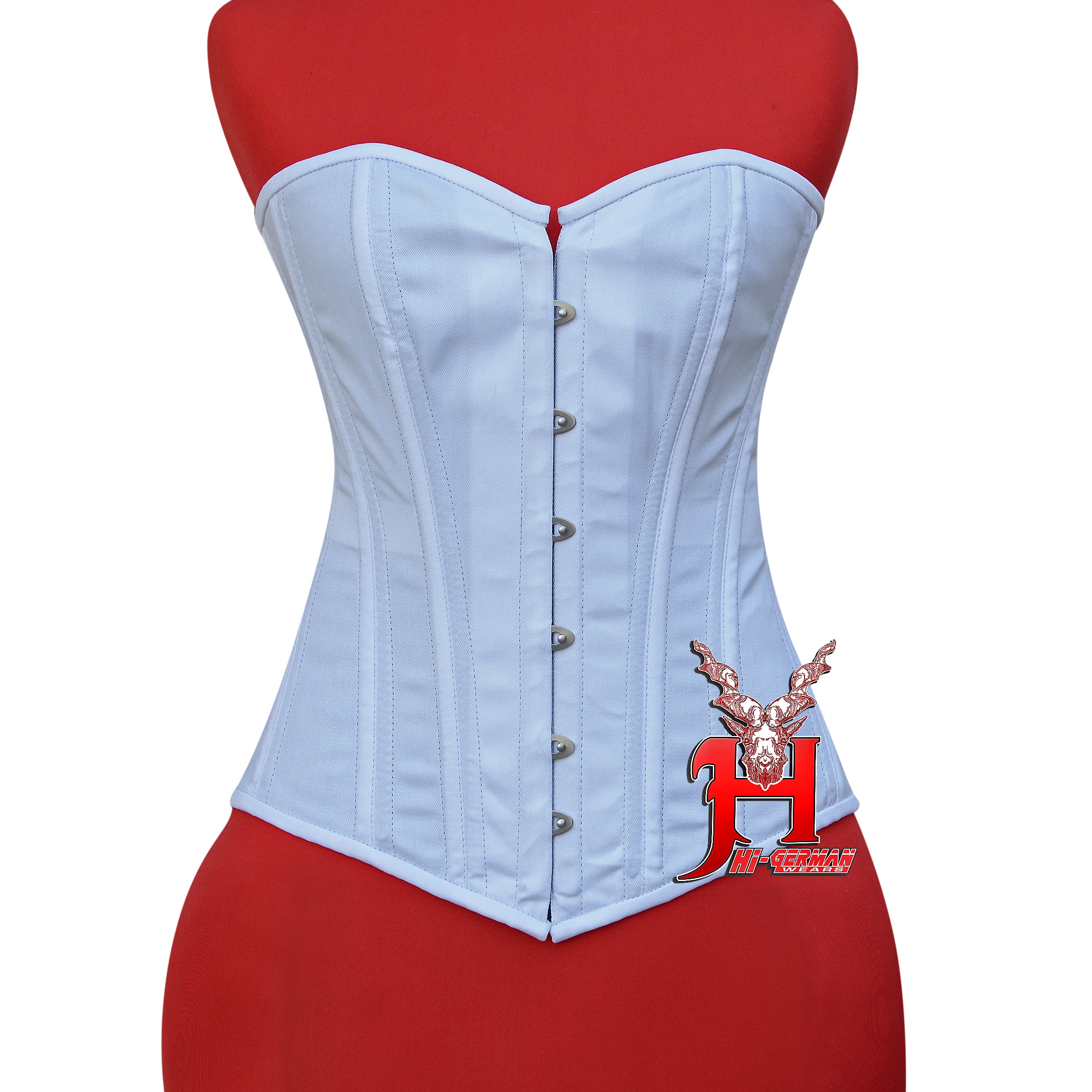 Women’s Overbust Weißes Cotton Steel Boned Hochzeits-Korsett – HI ...