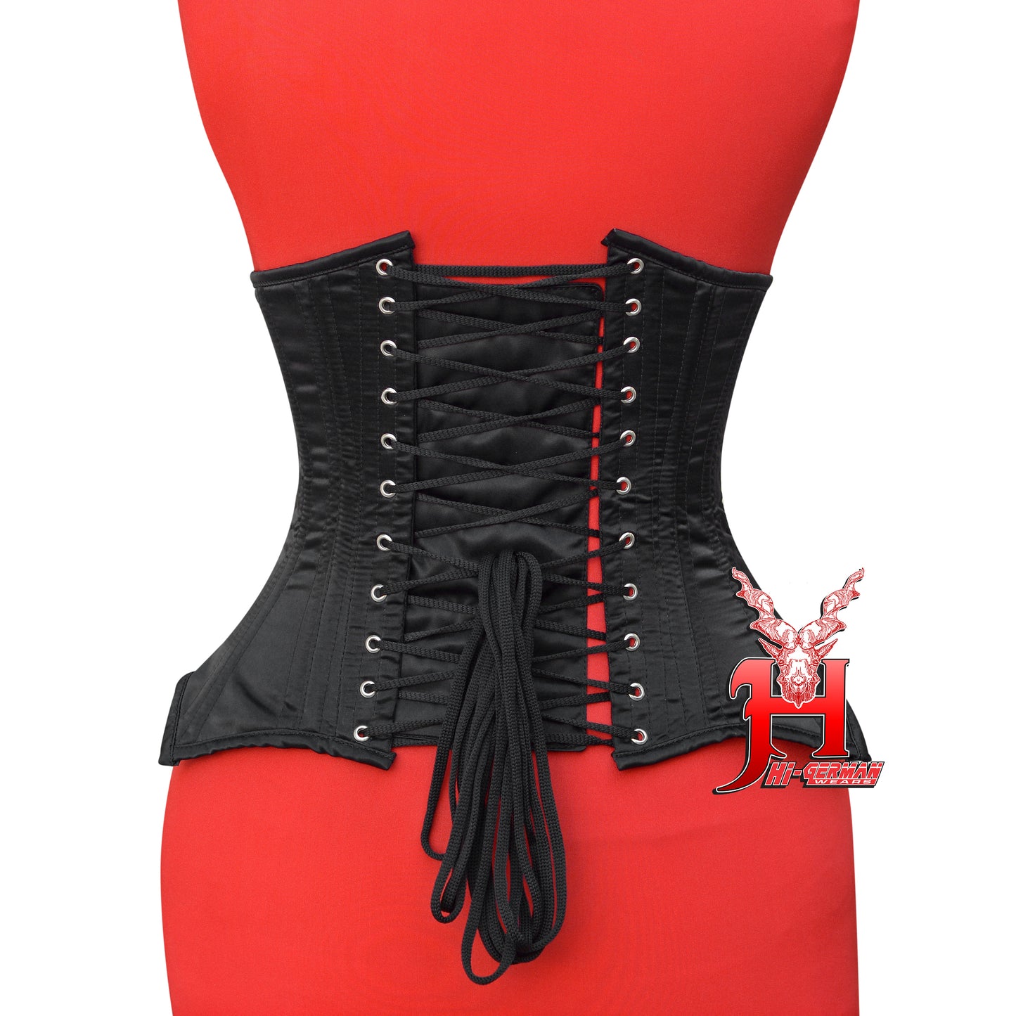 Women’s Underbust Black Satin Corset – Doppelstahl Unterbrust Korsett Waist Trainer