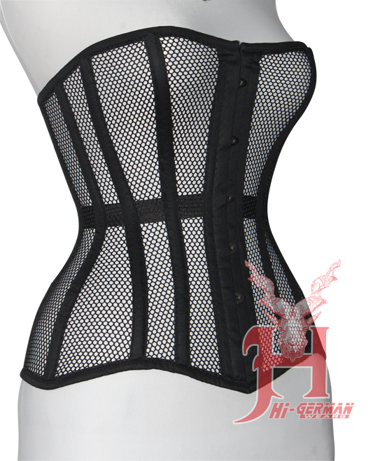 Handmade Women Black Mesh Cotton Overbust Steel Boned Waist Trainer Corsets Hi-25