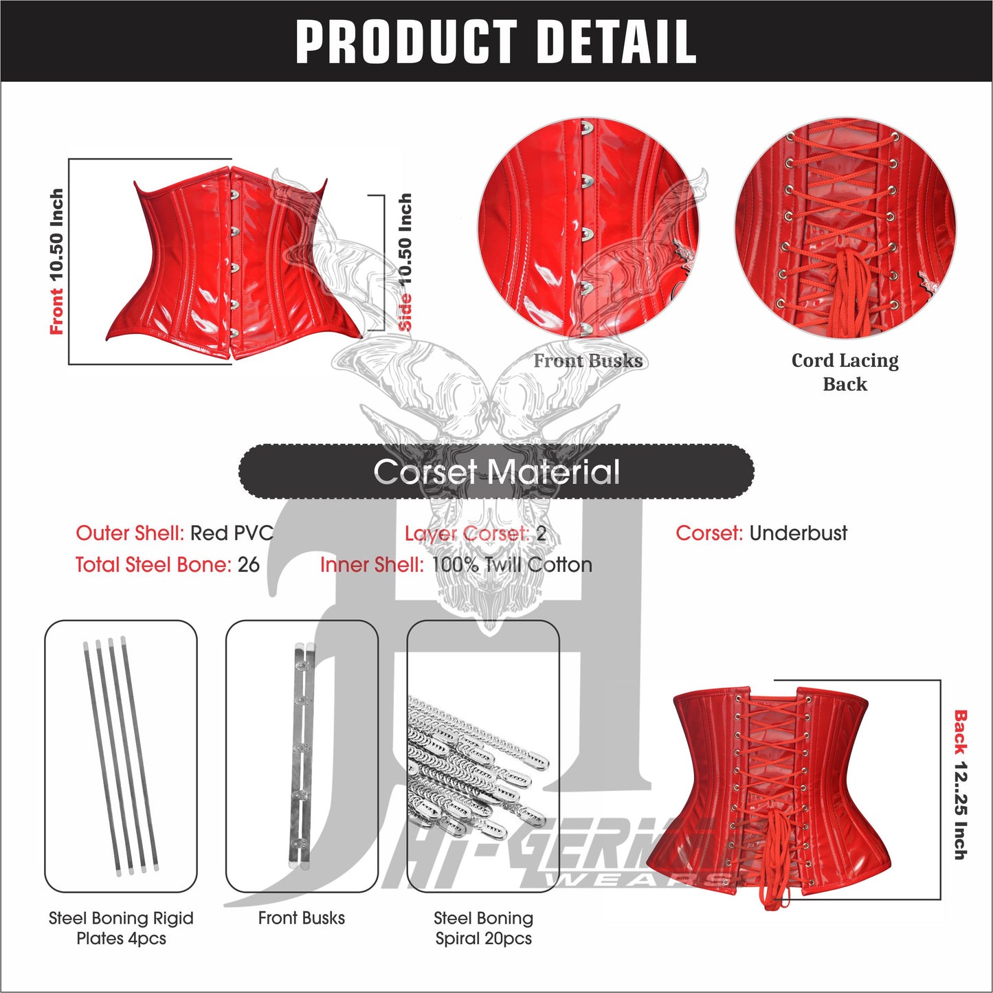 Women’s Underbust Double Steel Boned Corset | Unterbrust Korsett