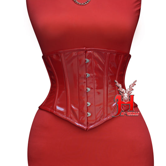 Women’s Underbust Red PVC Steel Boned Corset | Unterbrust Korsett Rot