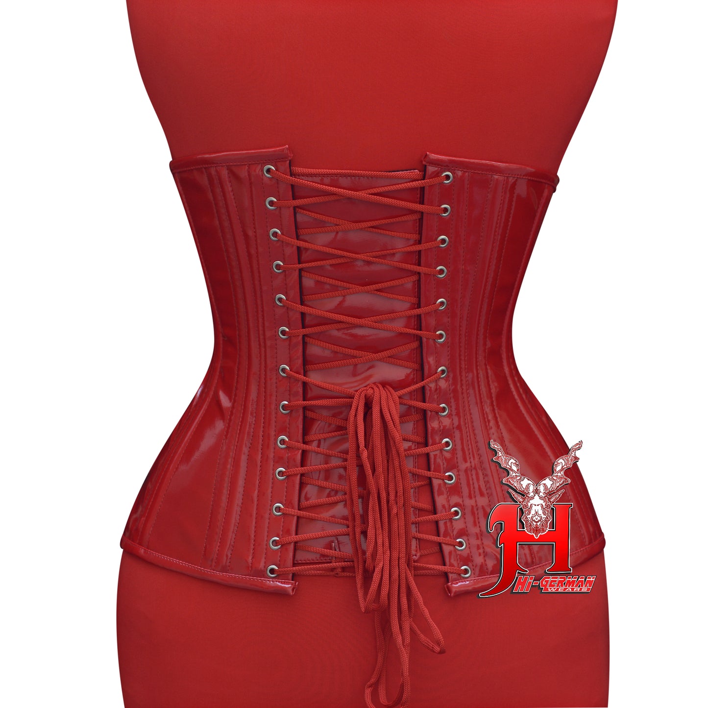 Women’s Underbust Red PVC Double Steel Boned Corset | Unterbrust Korsett Rot