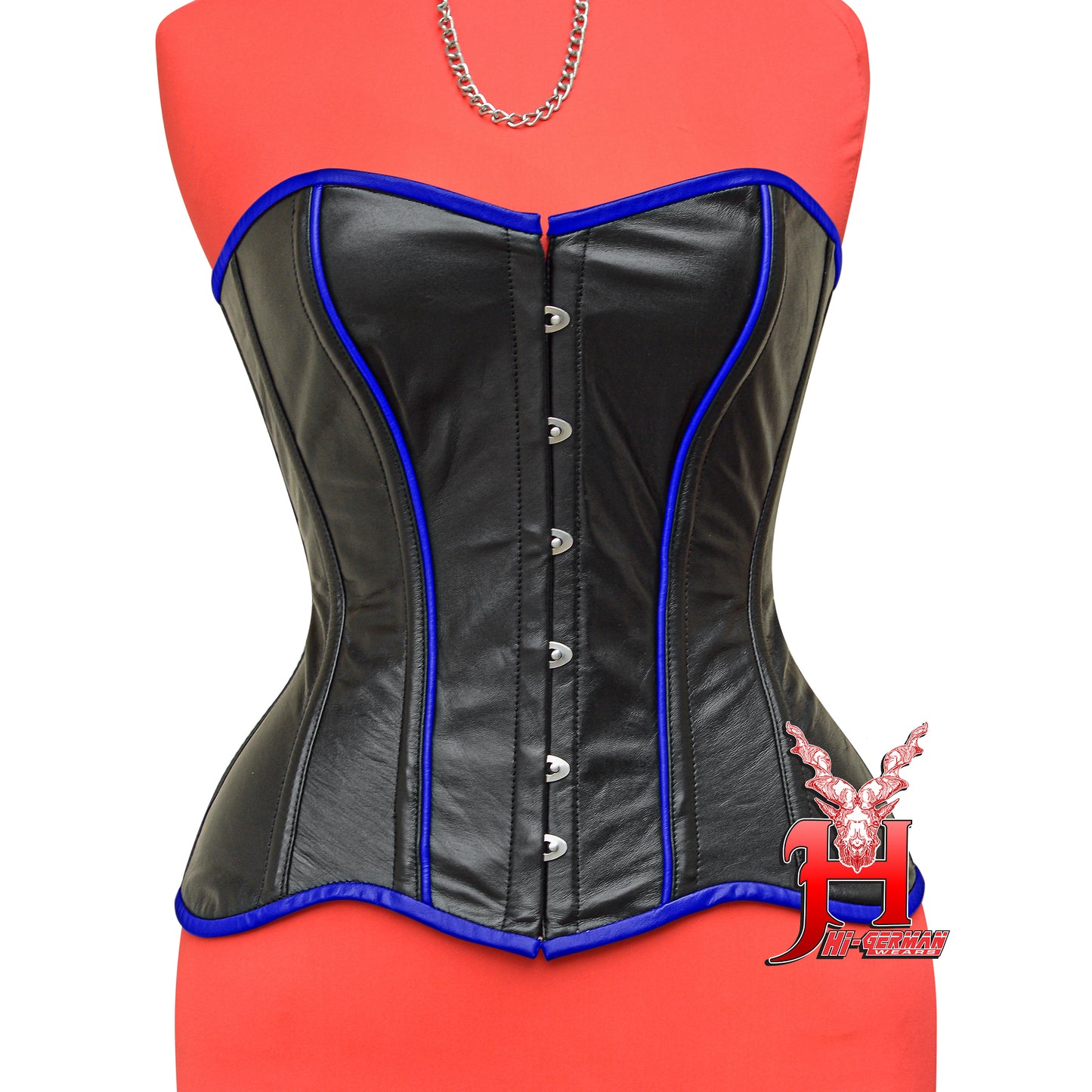 Full Bust Leather Corset Top Damen – Schwarze Vollbrust Corsage Gothic Overbust Leder Korsett