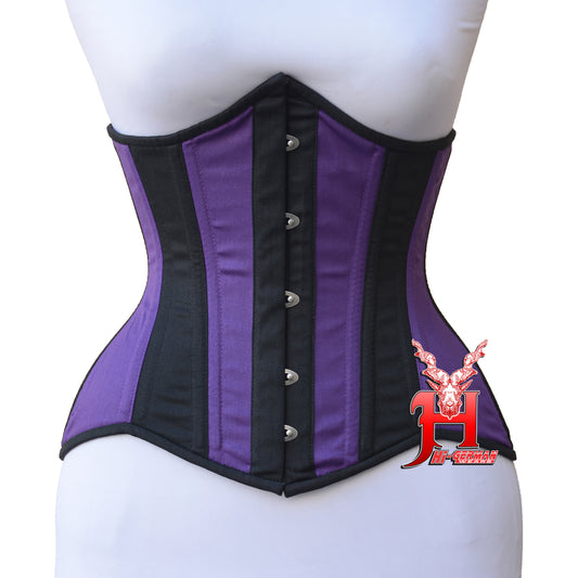 Unterbrustkorsett Damen – Purple & Black Cotton Underbust Corset / Corsage