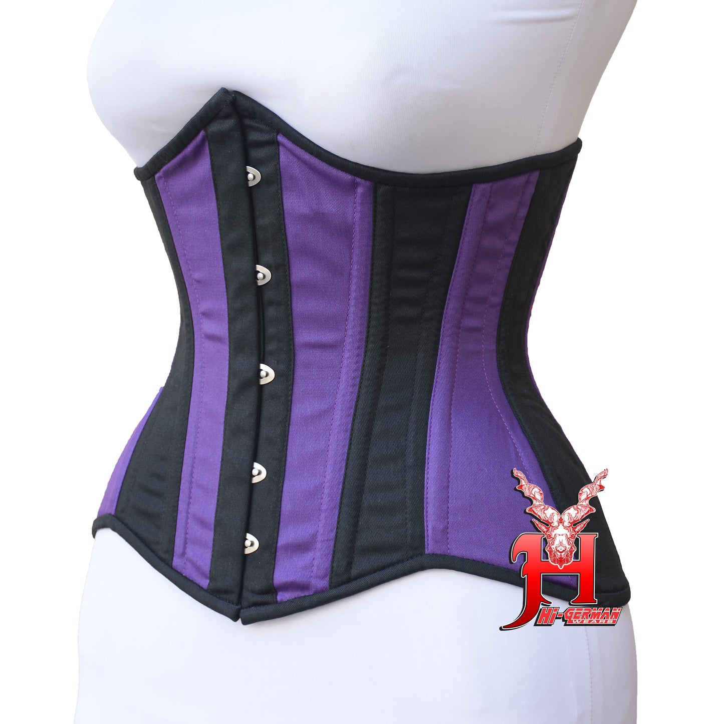 Unterbrustkorsett Damen – Purple & Black Cotton Underbust Corset / Corsage
