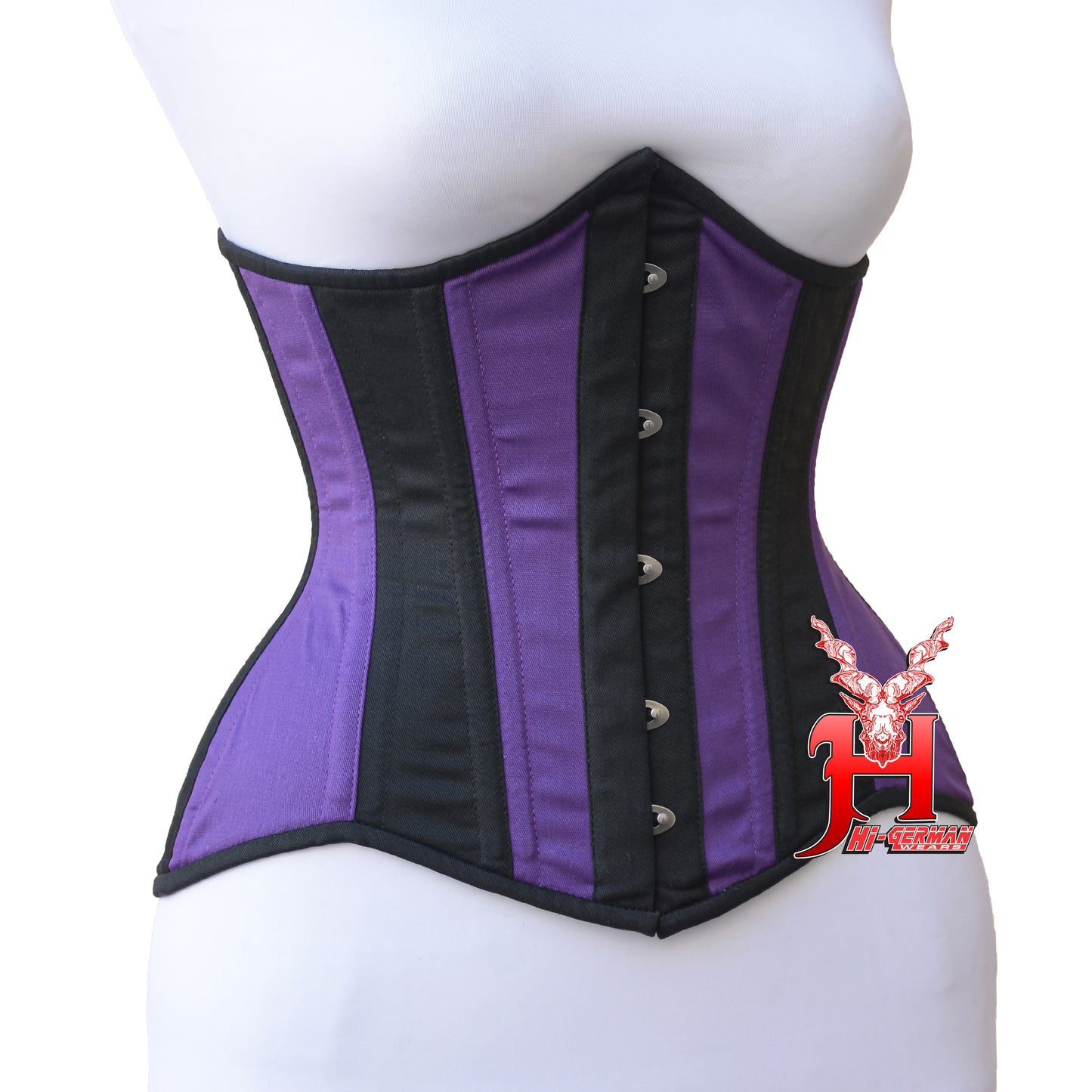 Unterbrustkorsett Damen – Purple & Black Cotton Underbust Corset / Corsage