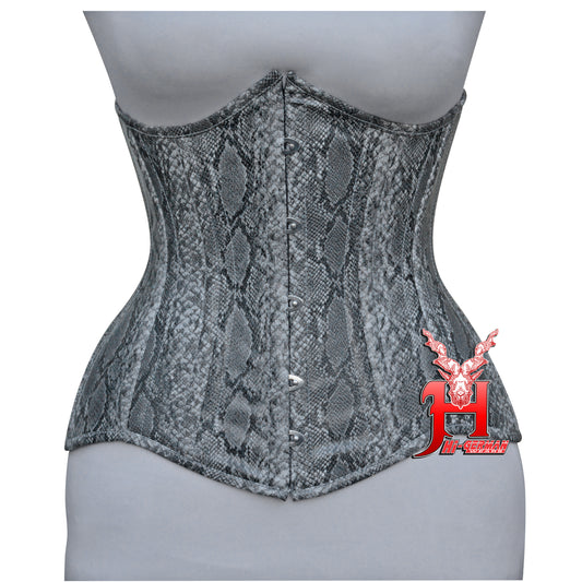 Women's Heavy Duty Steel Boned Underbust Waist Training Snake Print Faux Corset