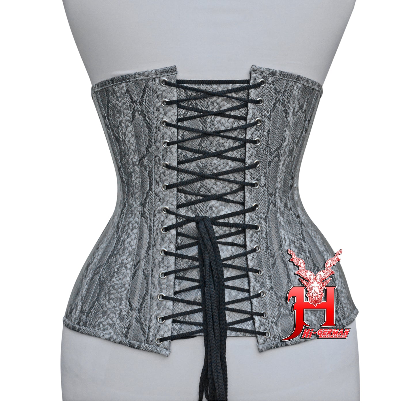 Women's Heavy Duty Steel Boned Underbust Waist Training Snake Print Faux Corset