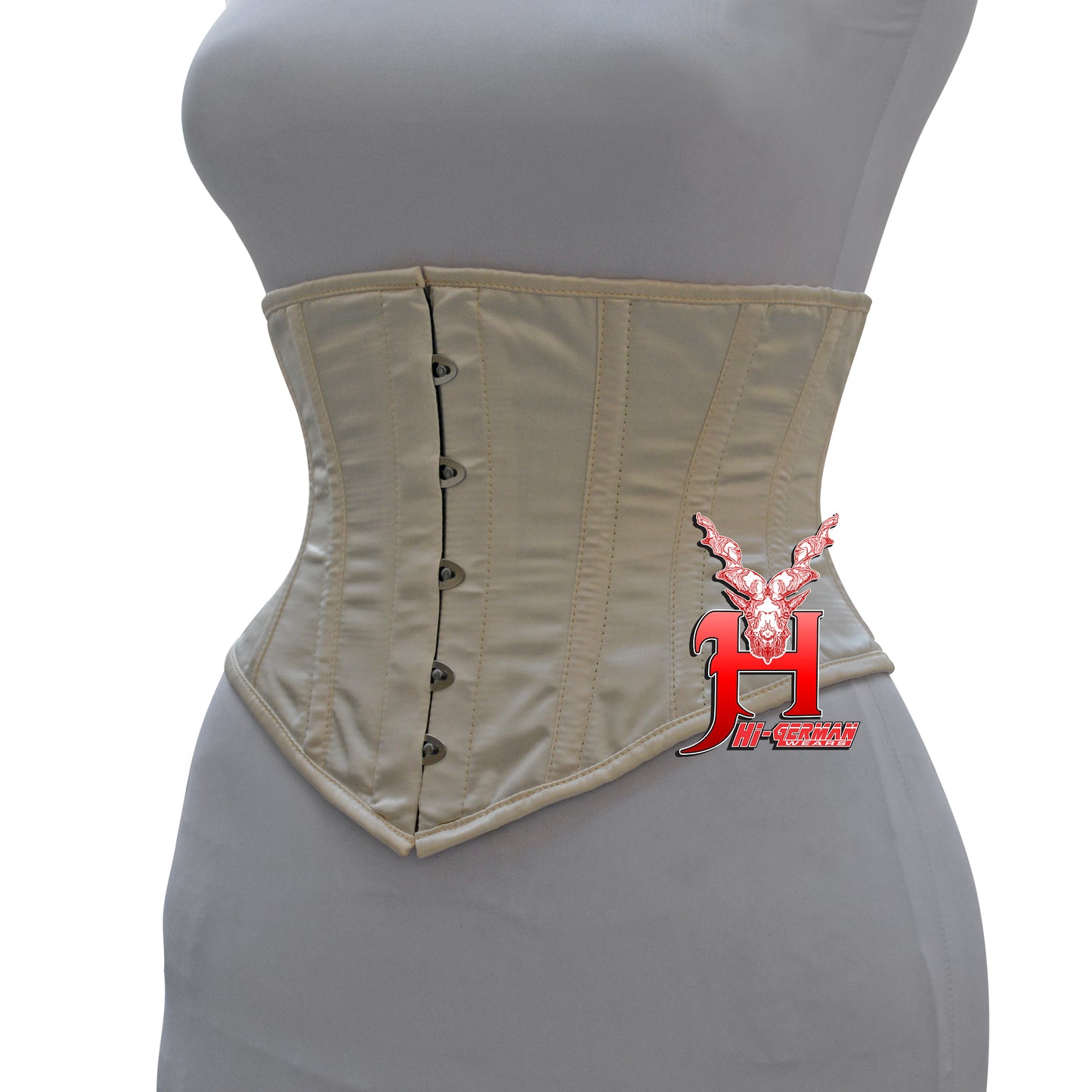 Women’s Underbust Beige Satin Corset – Stahl Unterbrust Korsett Waist Trainer