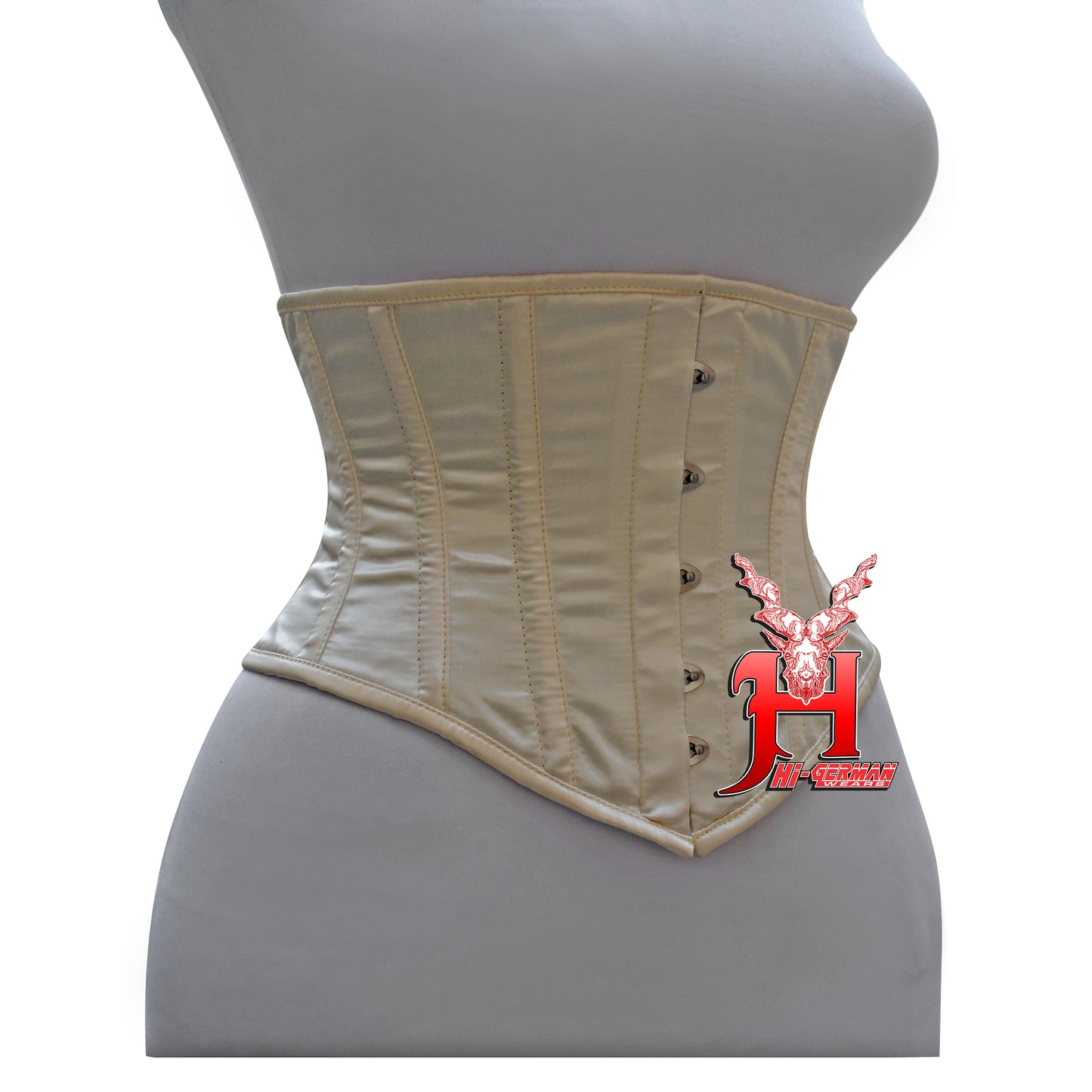 Women’s Underbust Beige Satin Corset – Stahl Unterbrust Korsett Waist Trainer