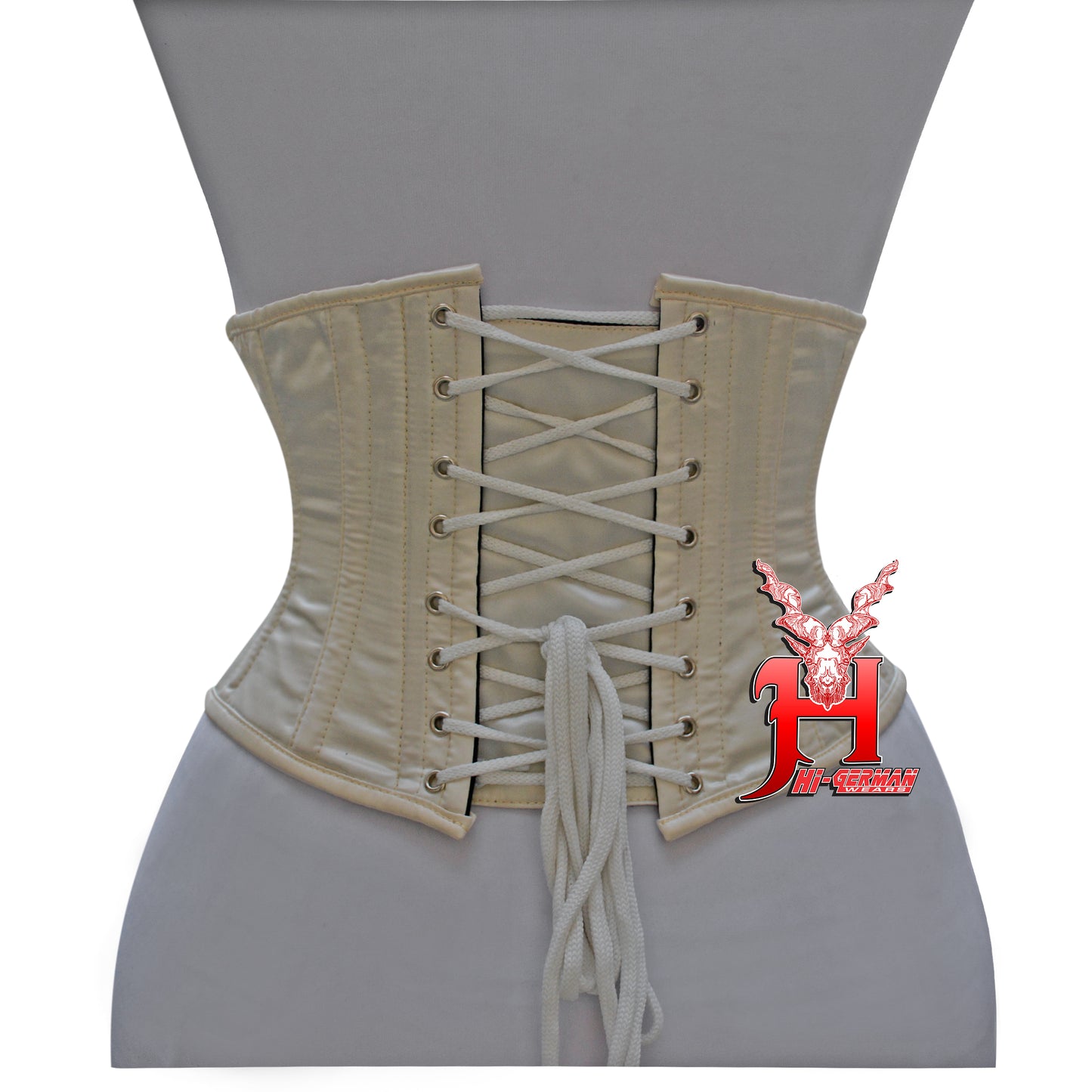 Women’s Underbust Beige Satin Corset – Stahl Unterbrust Korsett Waist Trainer