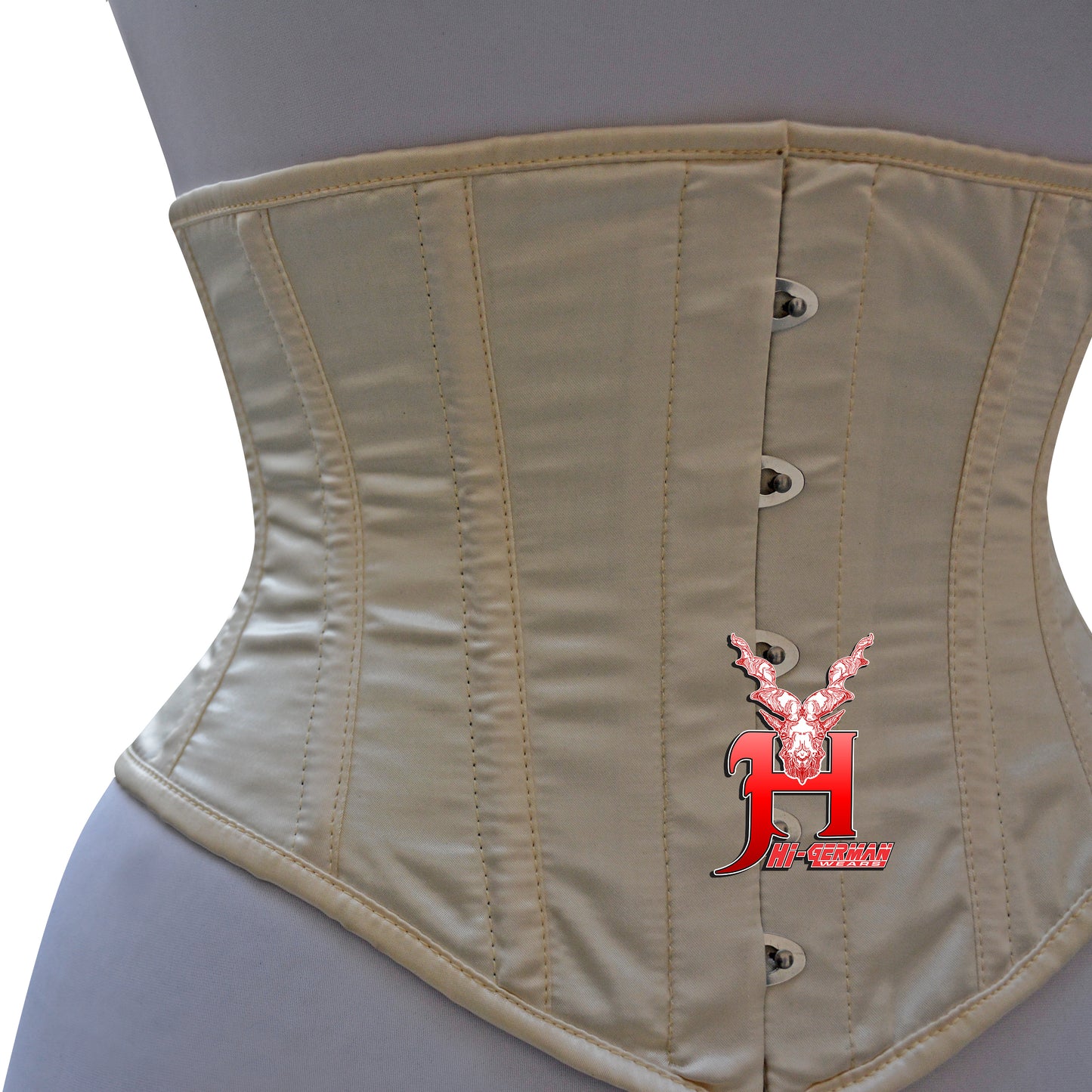 Women’s Underbust Beige Satin Corset – Stahl Unterbrust Korsett Waist Trainer