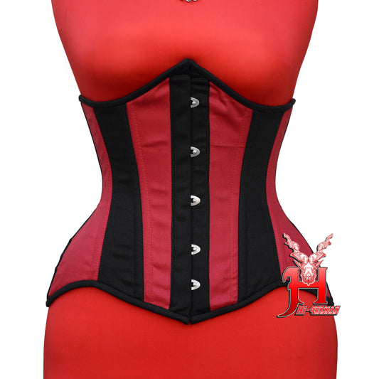 Unterbrustkorsett Damen – Red & Black Cotton Underbust Corset / Corsage