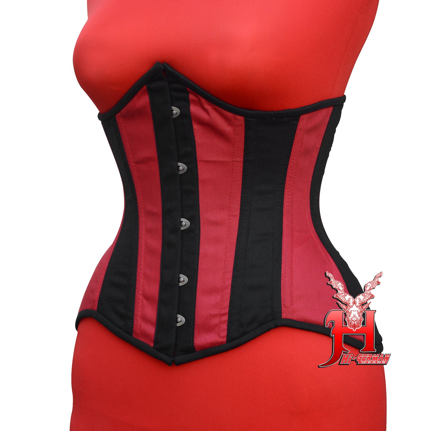 Unterbrustkorsett Damen – Red & Black Cotton Underbust Corset / Corsage