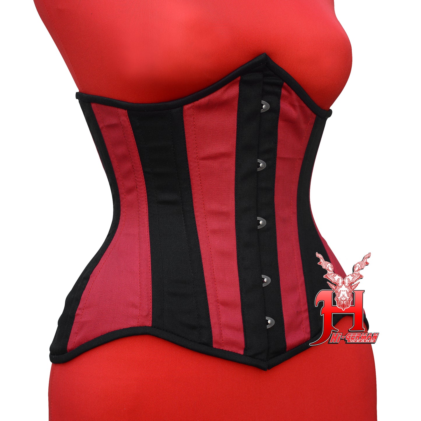 Unterbrustkorsett Damen – Red & Black Cotton Underbust Corset / Corsage