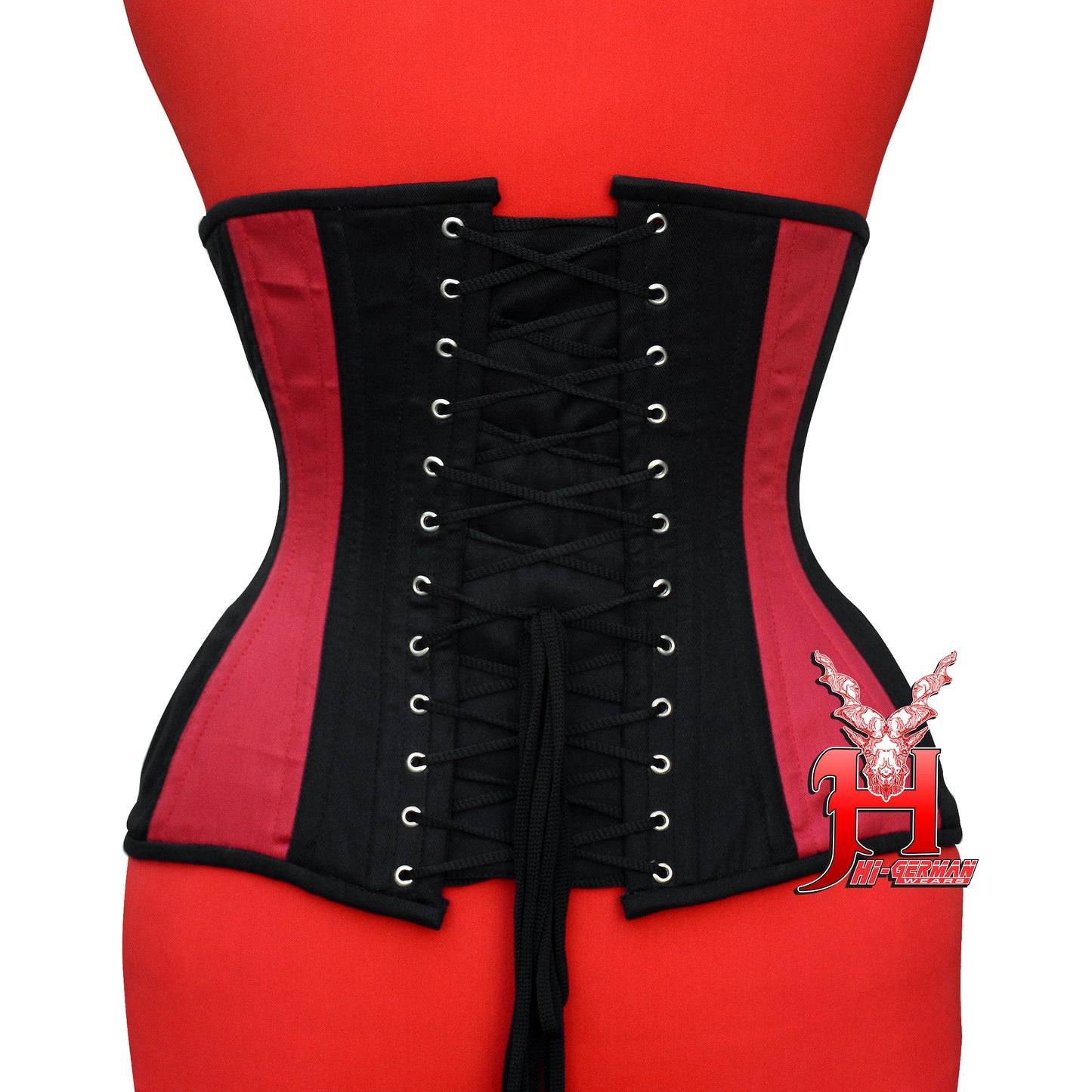 Unterbrustkorsett Damen – Red & Black Cotton Underbust Corset / Corsage
