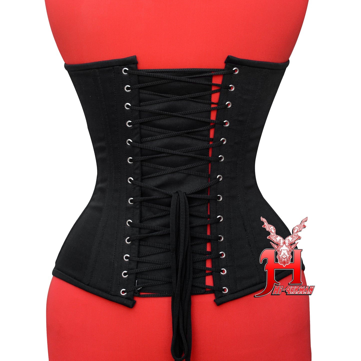 Overbust Black Cotton Steel Boned Corset Body Shaper