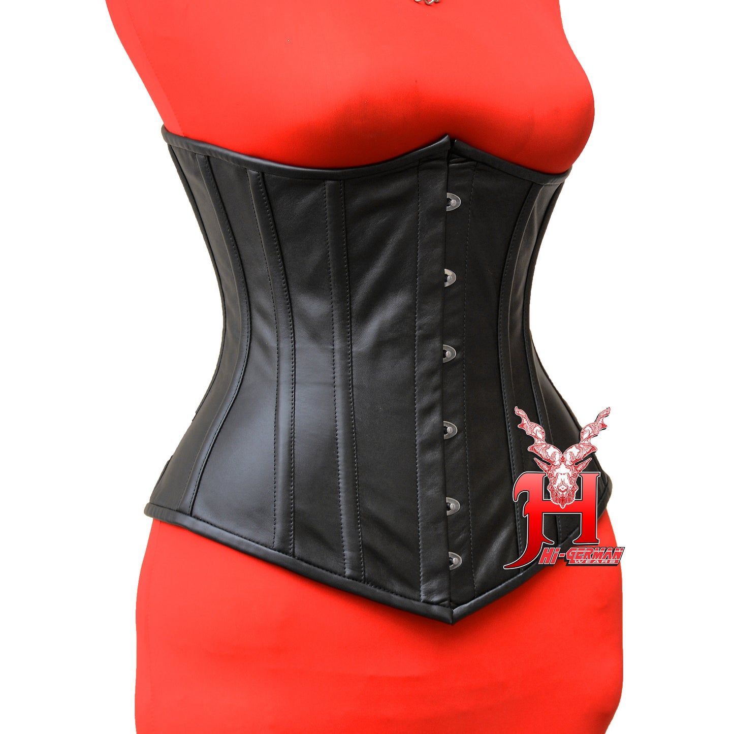 Women's Unterbrustkorsett Schwarz Leder Korsett Taillentraining Underbust Leather corset