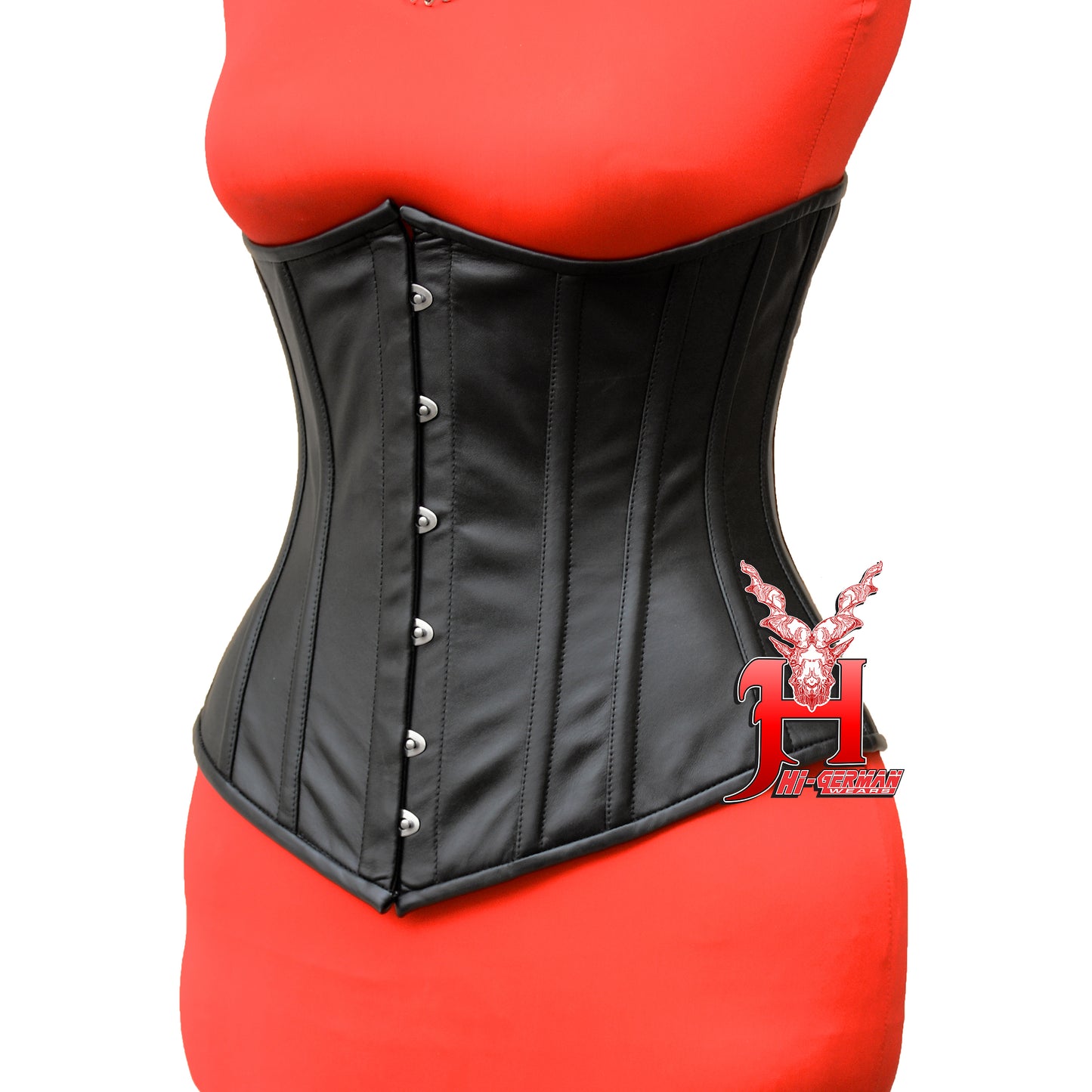 Women's Unterbrustkorsett Schwarz Leder Korsett Taillentraining Underbust Leather corset