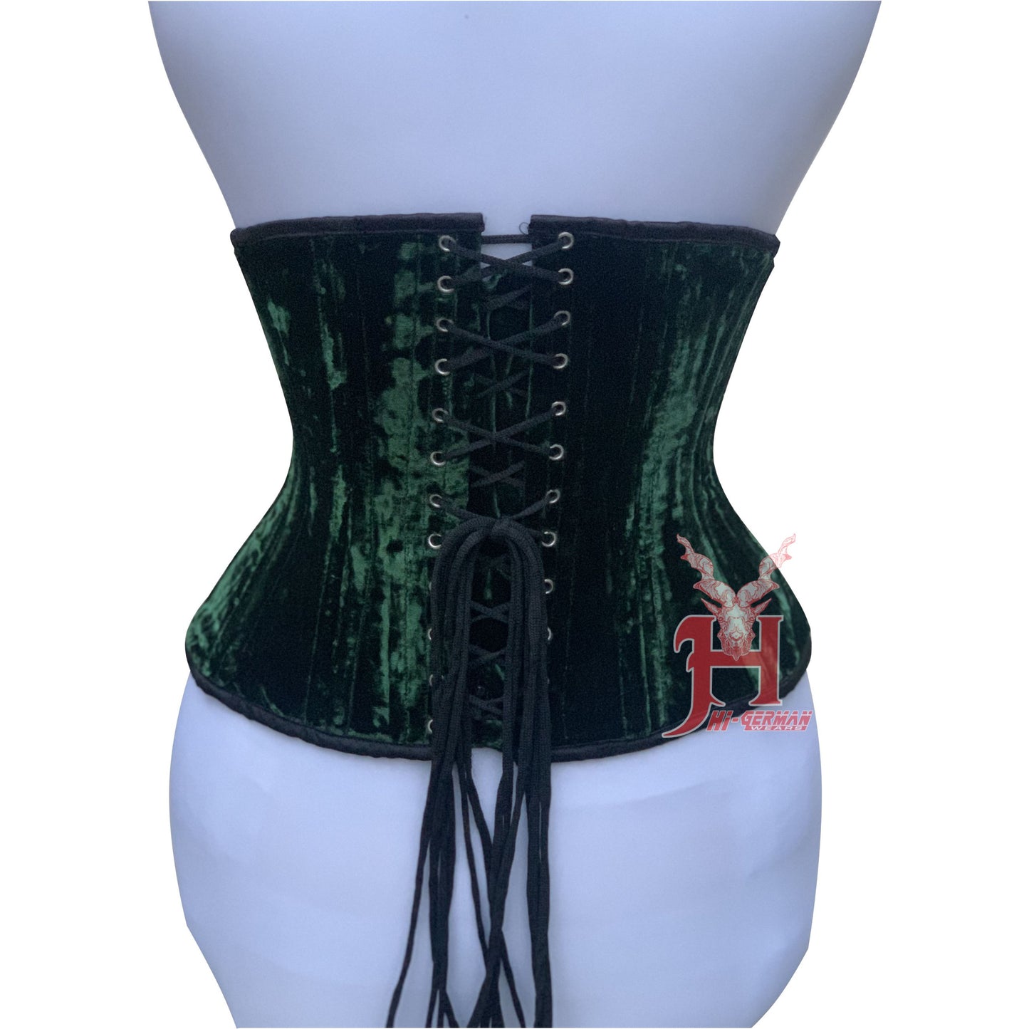 Women’s Green Velvet Underbust Corset – Double Steel Boned Waist Trainer