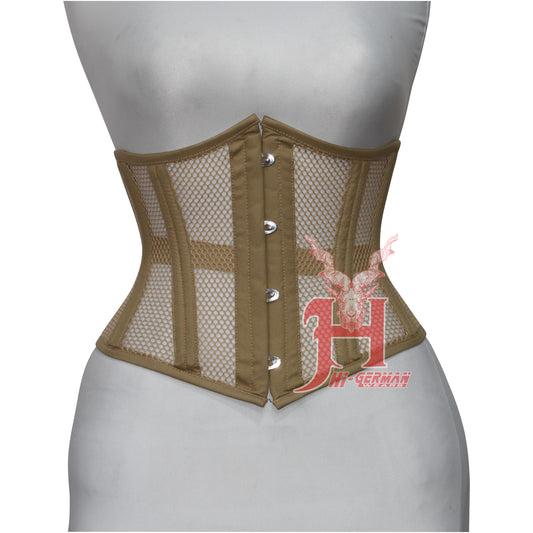 Women Corsets Underbust Beige Cotton Mesh Steel Boned Corset Truly Waist Trainer Corset Hi-10