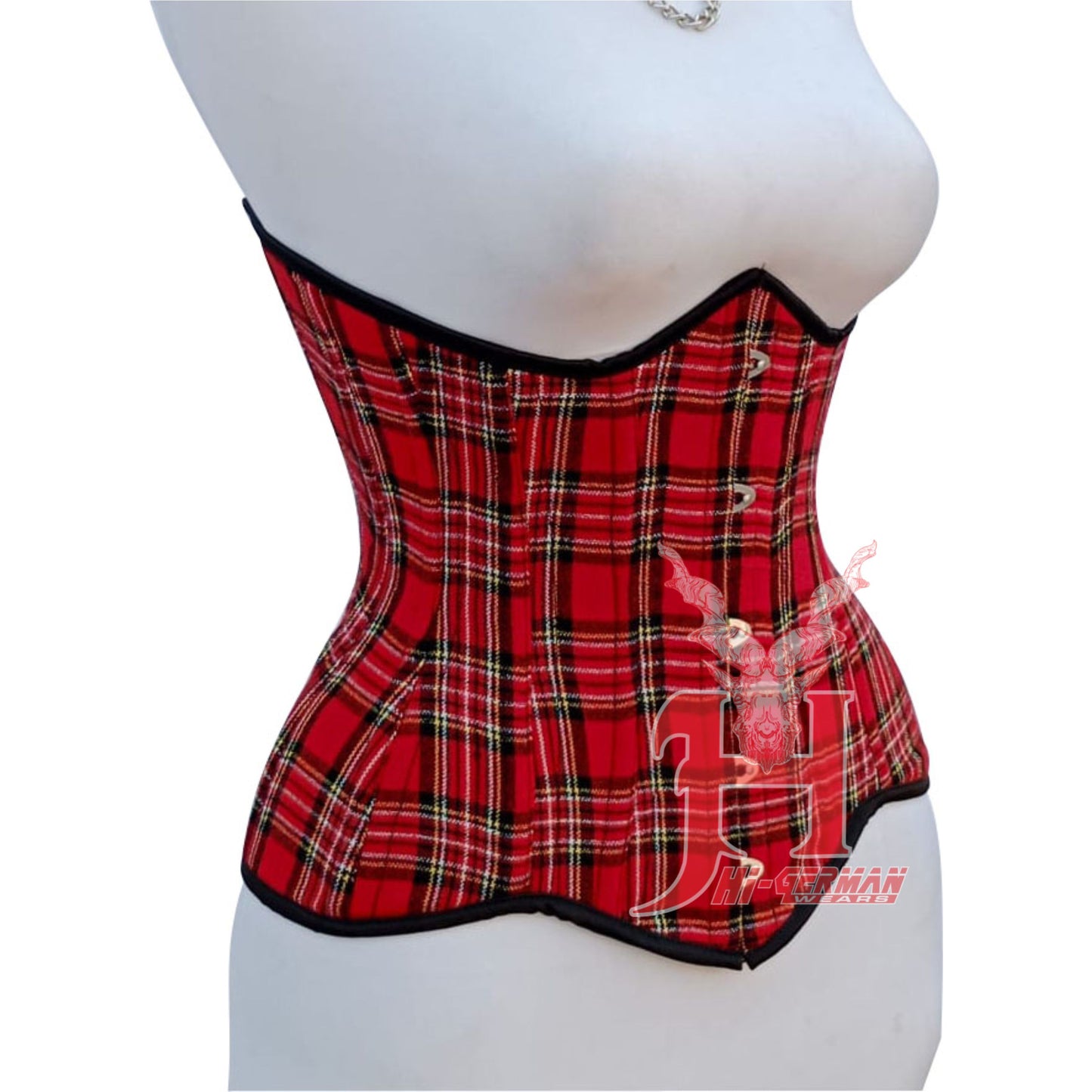 Women’s Underbust Red Cotton Corset Unterbrust Korsett Damen