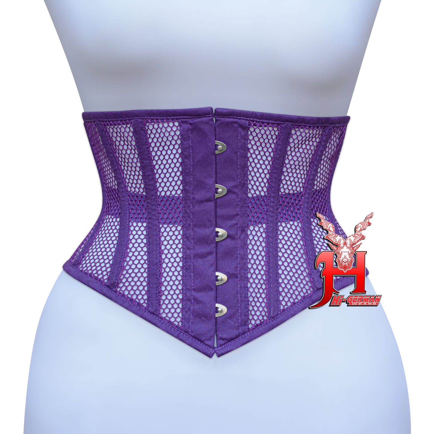 Women’s Underbust Black Cotton Mesh Steel Boned Waist Trainer Corset Unterbrust Korsett Damen