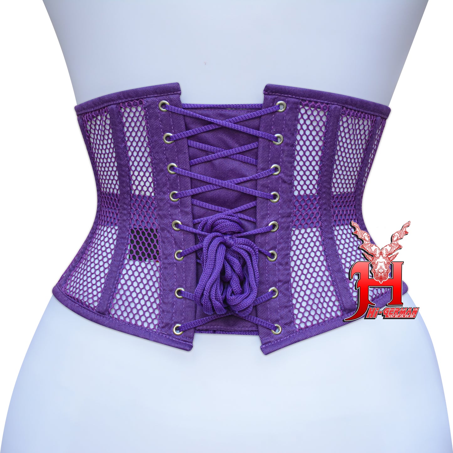 Women’s Underbust Black Cotton Mesh Steel Boned Waist Trainer Corset Unterbrust Korsett Damen