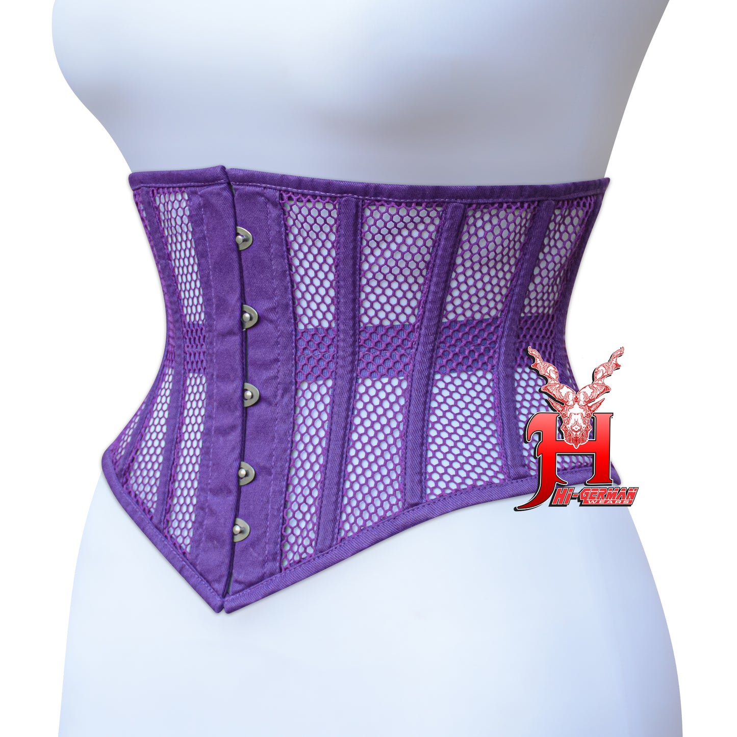 Women’s Underbust Black Cotton Mesh Steel Boned Waist Trainer Corset Unterbrust Korsett Damen