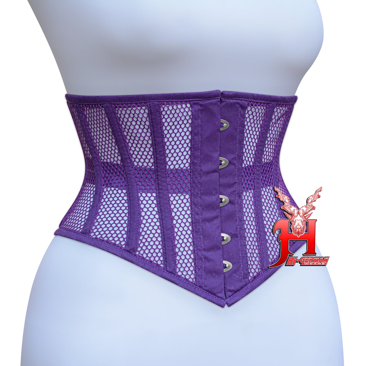 Women’s Underbust Black Cotton Mesh Steel Boned Waist Trainer Corset Unterbrust Korsett Damen