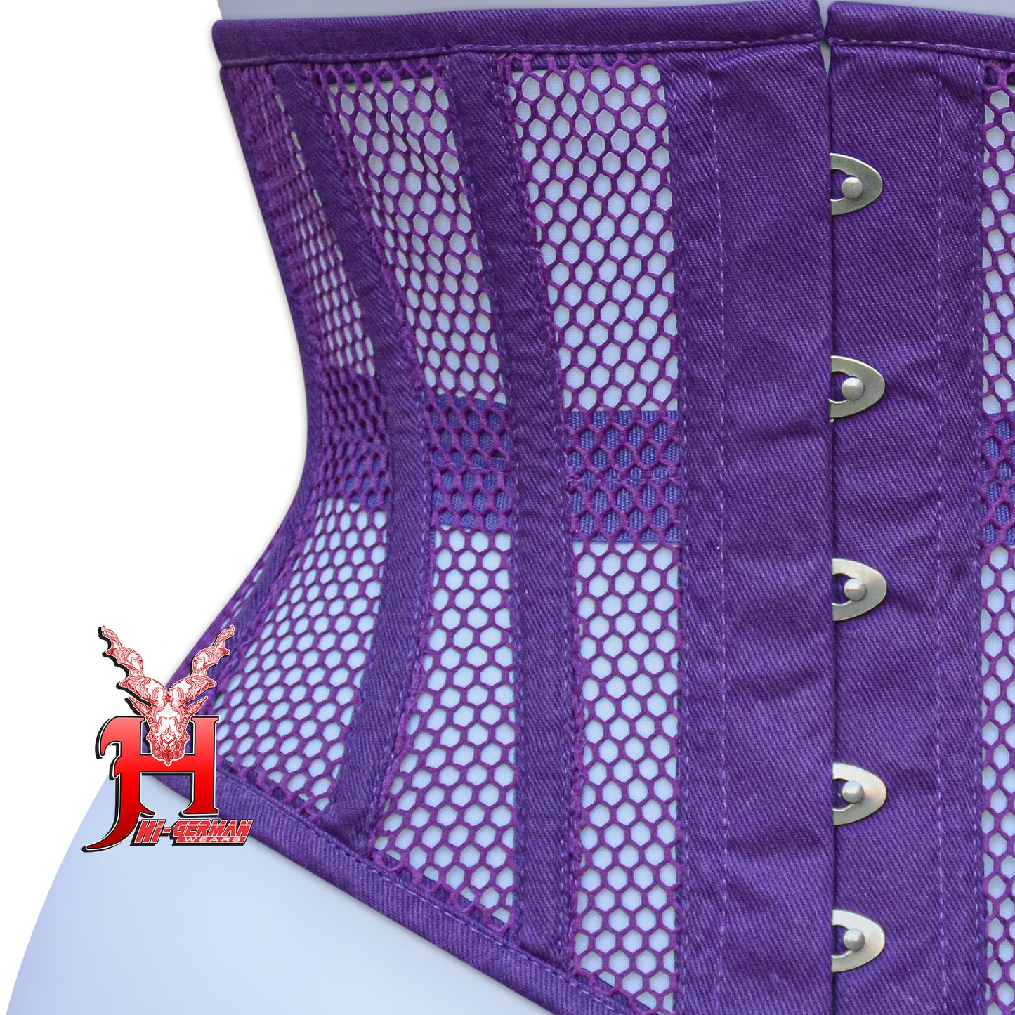 Women’s Underbust Black Cotton Mesh Steel Boned Waist Trainer Corset Unterbrust Korsett Damen