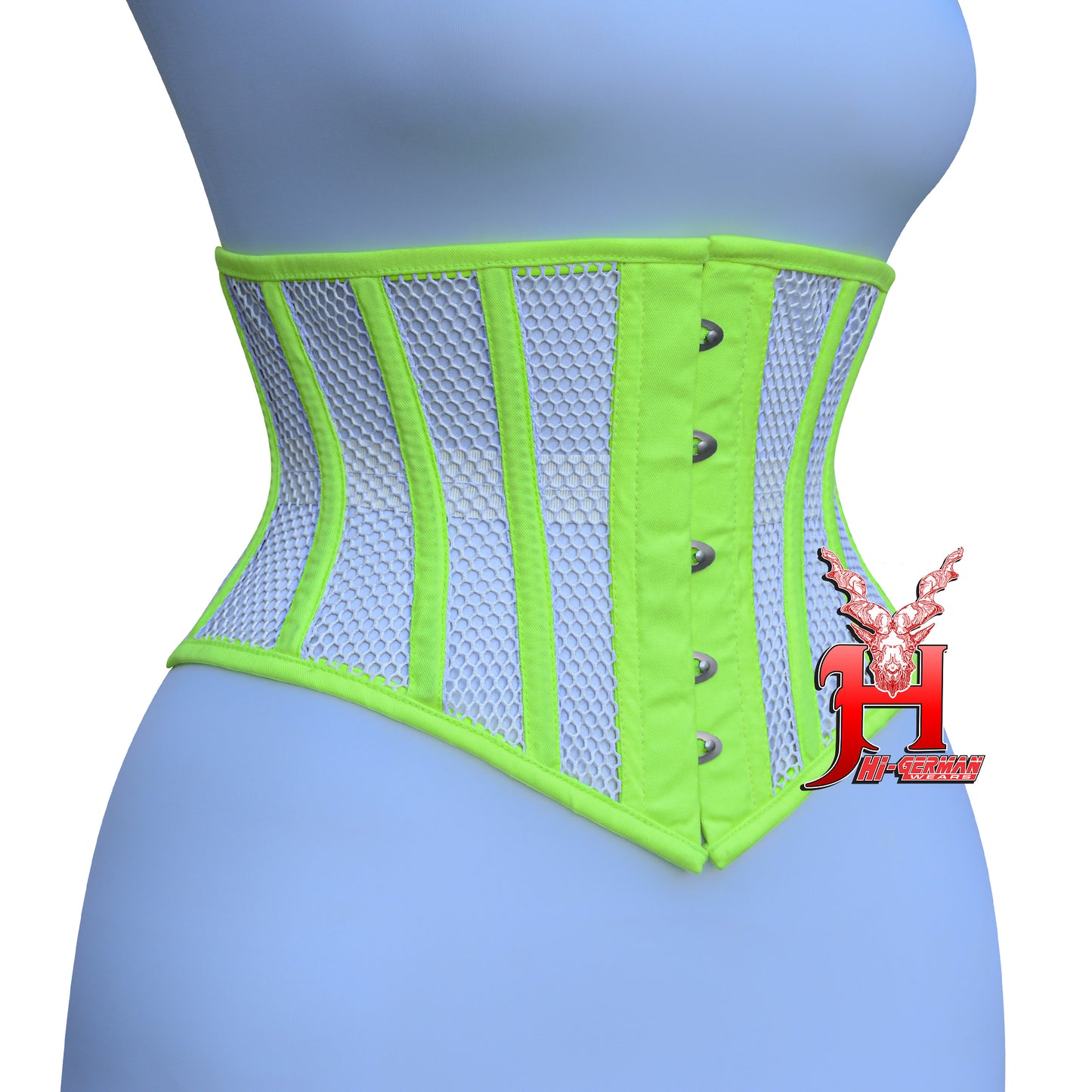 Women’s Underbust Black Cotton Mesh Steel Boned Waist Trainer Corset Unterbrust Korsett Damen